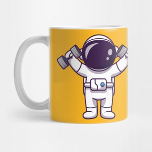 Cute Astronaut Lifting Barbell Mug